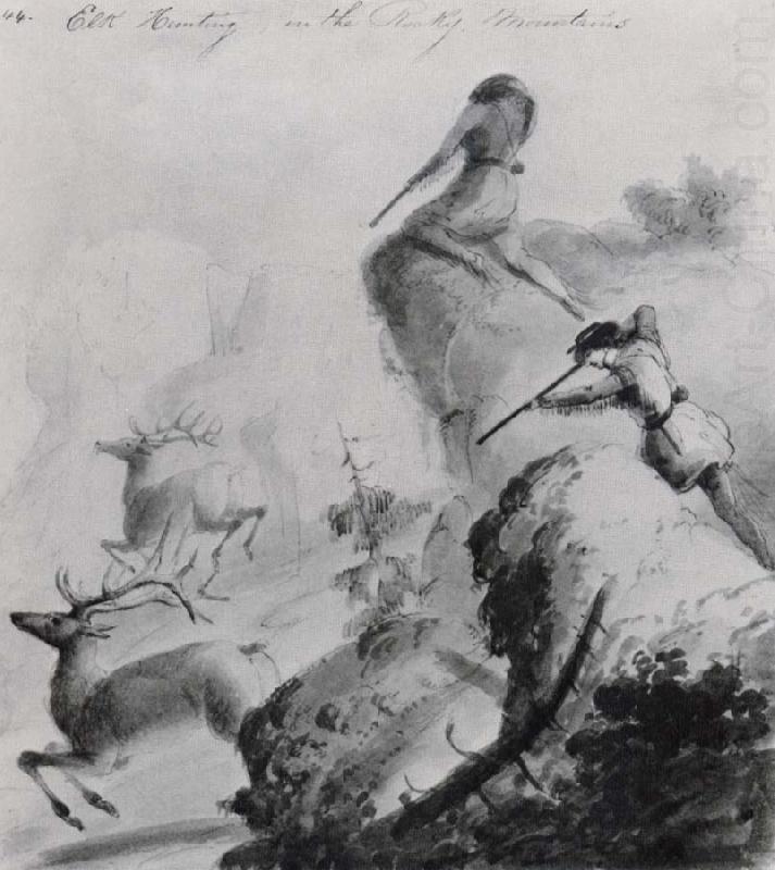 Elk Hunting in the Rocky Mountatins, Miller, Alfred Jacob